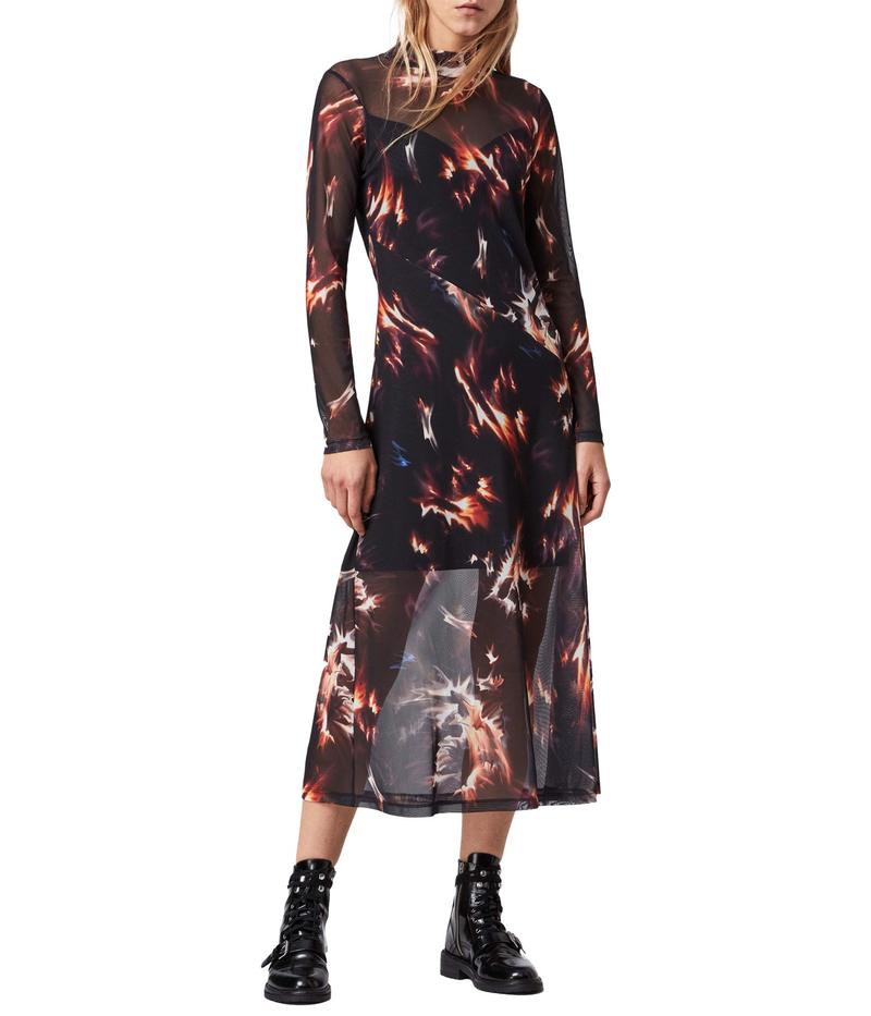 最安値 オールセインツ レディース ワンピース トップス Hanna Flames Dress Black 新発売の New Americold Com