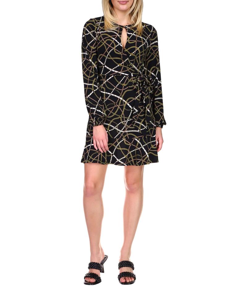 サイズ交換無料 トップス トップス マイケルコース レディース Black Bone マイケルコース ワンピース Print Belt Print トップス ワンピース レディース 送料無料 ワンピース Mini Wrap Dress Black Bone Revida 店