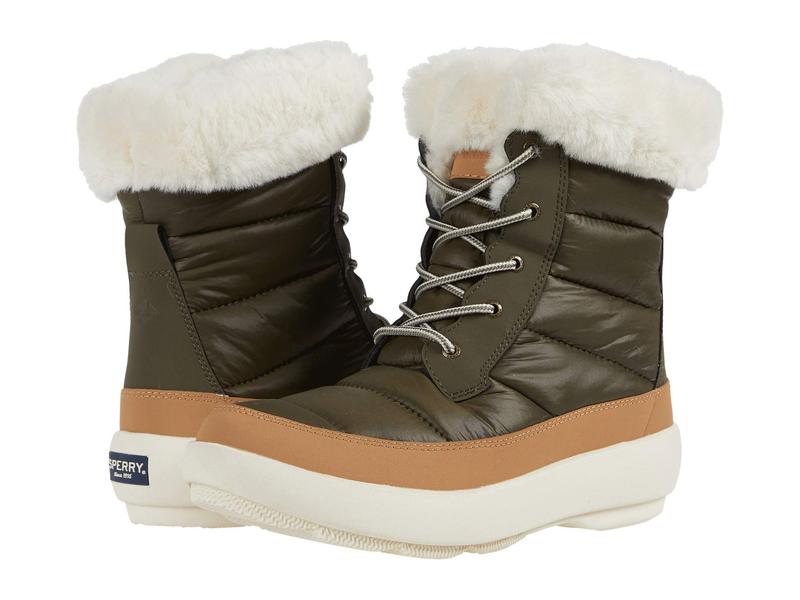 柔らかい スペリー レディース ブーツ レインブーツ シューズ Bearing Plushwave Boots Nylon Olive Tan 日本産 Fcipty Com