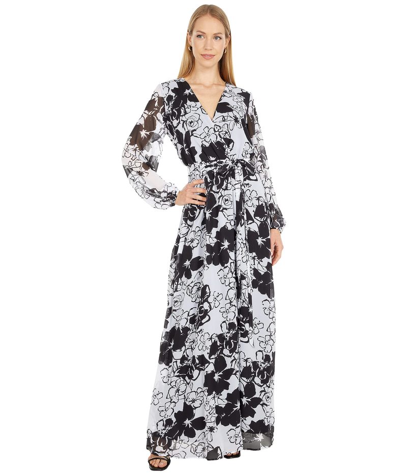 マリナ レディース ワンピース トップス Chiffon Print Maxi Black White Stevankljuc Com