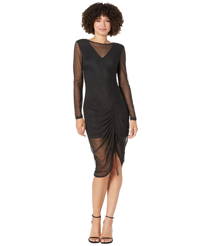 特価安いそれに目立つ サイズ交換無料 トップス ベベ Black ワンピース レディース トップス 送料無料 トップス Solid レディース Long ベベ Sleeve Long ベベ ワンピース Mesh Dress Black Revida 店