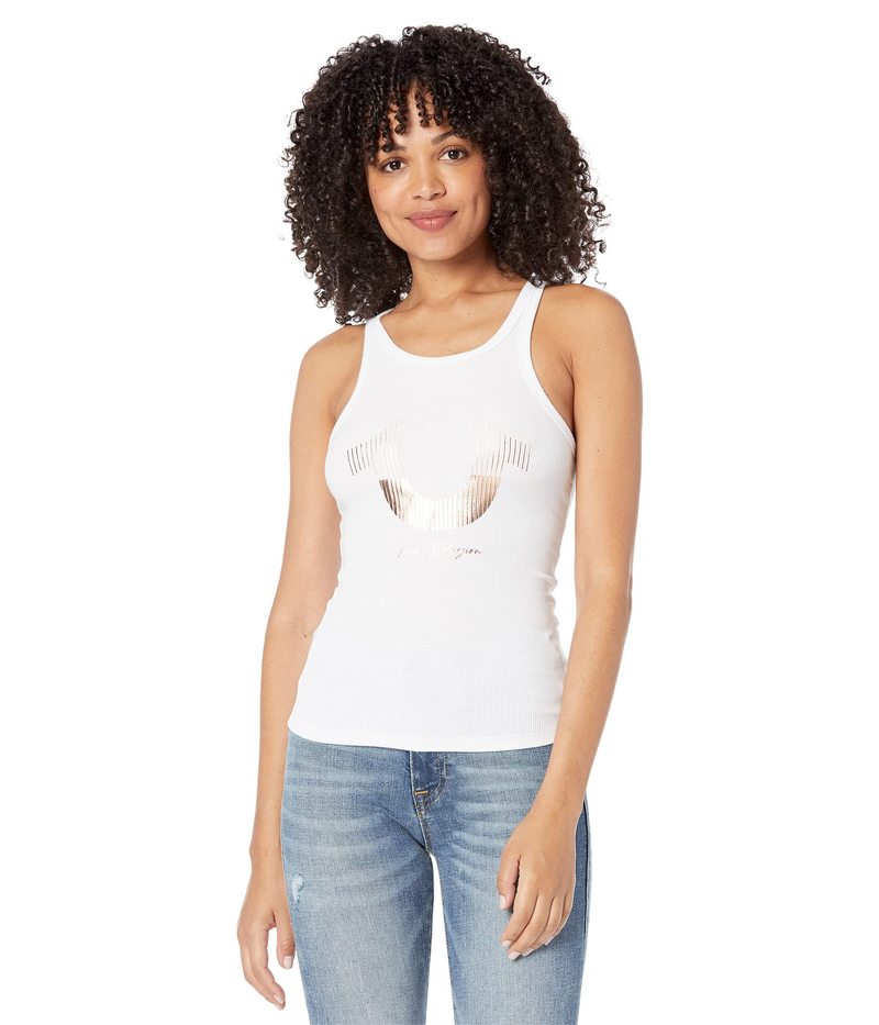 トゥルーレリジョン レディース シャツ トップス Foil Horseshoe Tank Top White