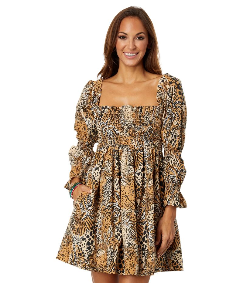 リリーピュリッツァー レディース トップス ワンピース Lilly Pulitzer Beyonca Long Sleeve Smock Rattan Walk On The Wild Side