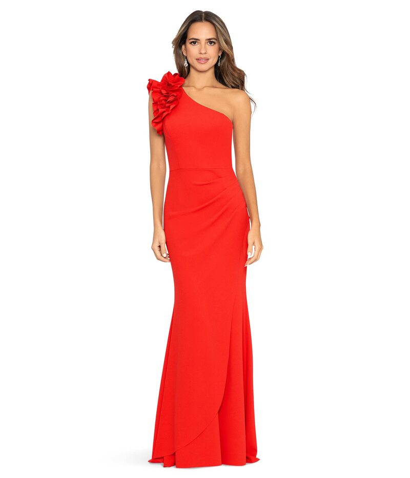 エスケープ レディース トップス ワンピース クレープ フリル スキューバ XSCAPE One Shoulder Ruffle Scuba Crepe Red レッド|ReVida 店
