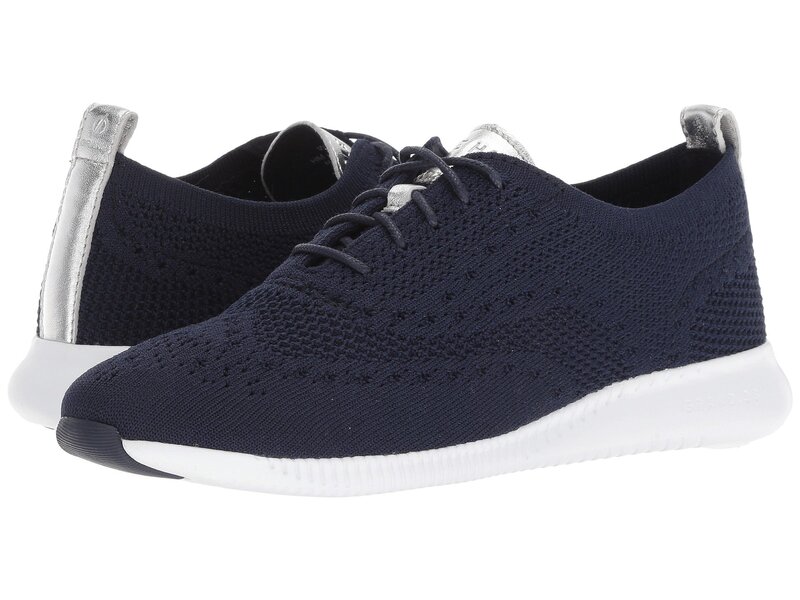 電話を掛けるハーン レディース シューズ スニーカー オックスフォード Cole Haan 2.Zerogrand Stitchlite Oxford Marine Blue Knit/Ch Argento Metallic/Optic White 白いこと