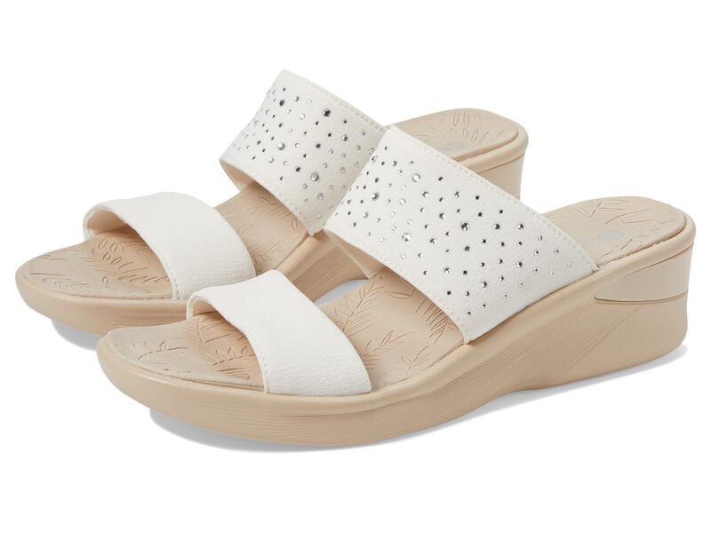 ビジーズ レディース シューズ ヒール サンダル Bzees Sienna Bright Wedge Sandals Sugar White ホワイト