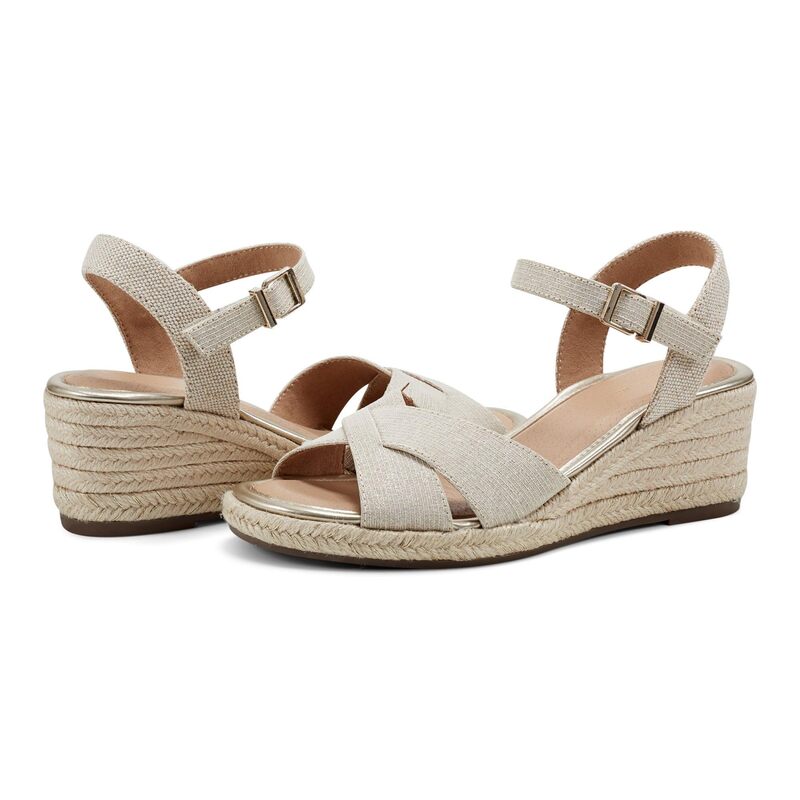 イージースピリット レディース シューズ ヒール Easy Spirit Shandra Gold/Natural Linen ゴールド