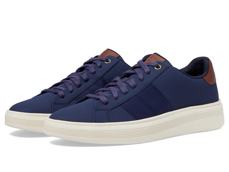 電話を掛けるハーン メンズ シューズ スニーカー Cole Haan Grand Crosscourt Premier Marine Blue/Woodbury/Ivory 象牙色