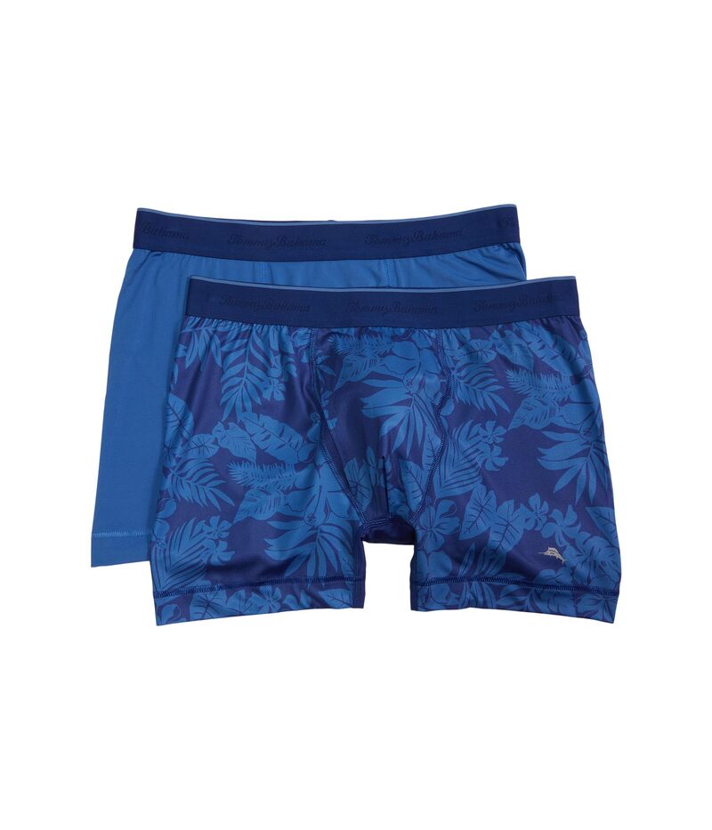 トッミーバハマ メンズ アンダーウェア ボクサーパンツ Tommy Bahama Boxer Briefs 2-Pack Blue Mono ブルー