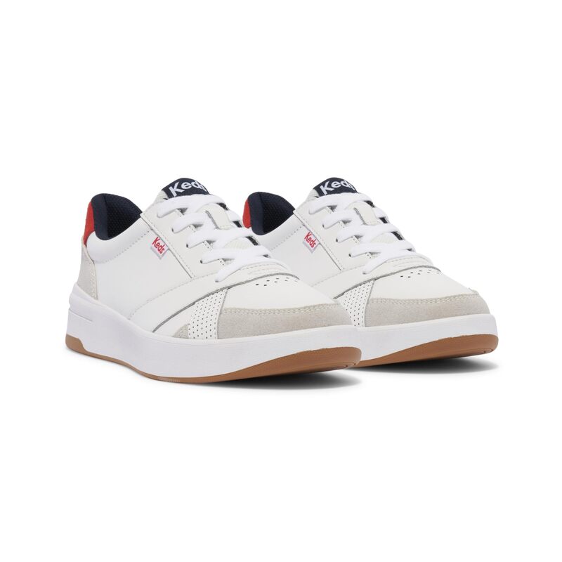 ケッズ レディース シューズ スニーカー レース Keds The Court Lace-Up White/Red Leather/Suede ホワイト