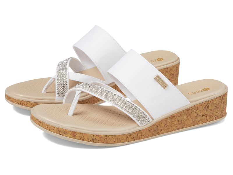 ビジーズ レディース シューズ サンダル Bzees Bora Bright Wedge Sandals White ホワイト
