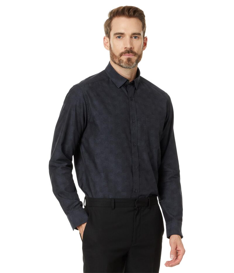 ジョンストンアンドマーフィー メンズ トップス シャツ Johnston & Murphy Jacquard Skull Shirt Black ブラック｜ReVida 店