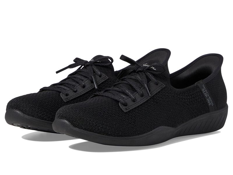 スケッチャーズ レディース シューズ スニーカー SKECHERS Newbury St - Our Time Hands Free Slip-Ins Black 黒いこと