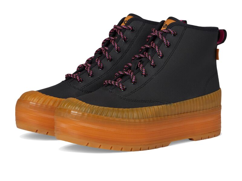 ケッズ レディース シューズ スニーカー プラットホーム Keds The Platform Mid Lug Weatherized Black/Gum 黒いこと
