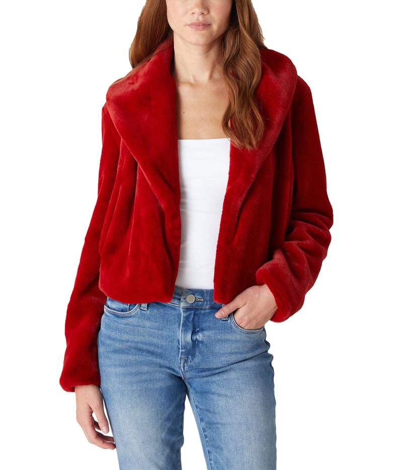 ブランクニューヨーク レディース アウター コート クロップド ジャケット Blank NYC Faux Fur Cropped Jacket Red レッド