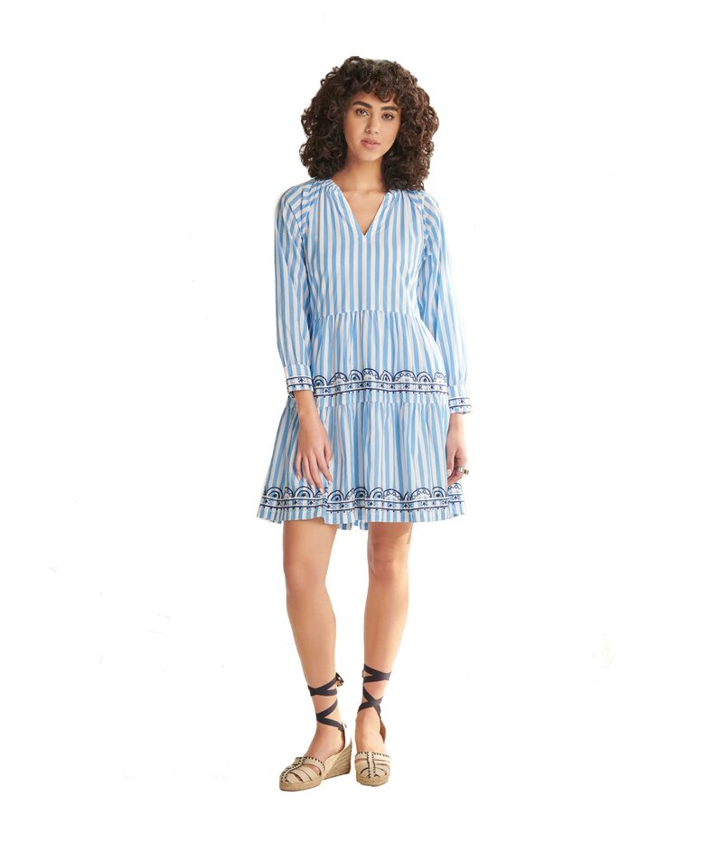 ハットレイ レディース トップス ワンピース Hatley Maddy Popover Dress - Azure Stripes Azure Stripes ストライプ|ReVida 店