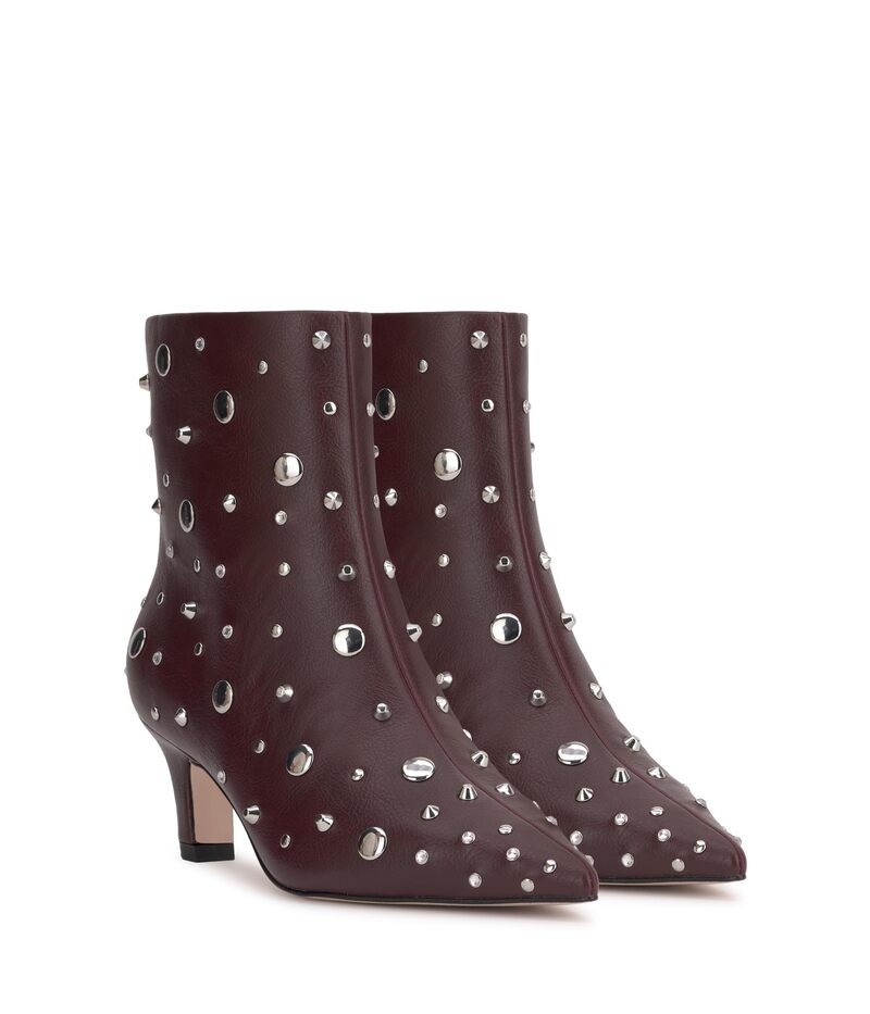 ジェシカシンプソン レディース シューズ ブーツ・レインブーツ ヒール Jessica Simpson Viviana Kitten Heel Studded Bootie Dark Cherry｜ReVida 店