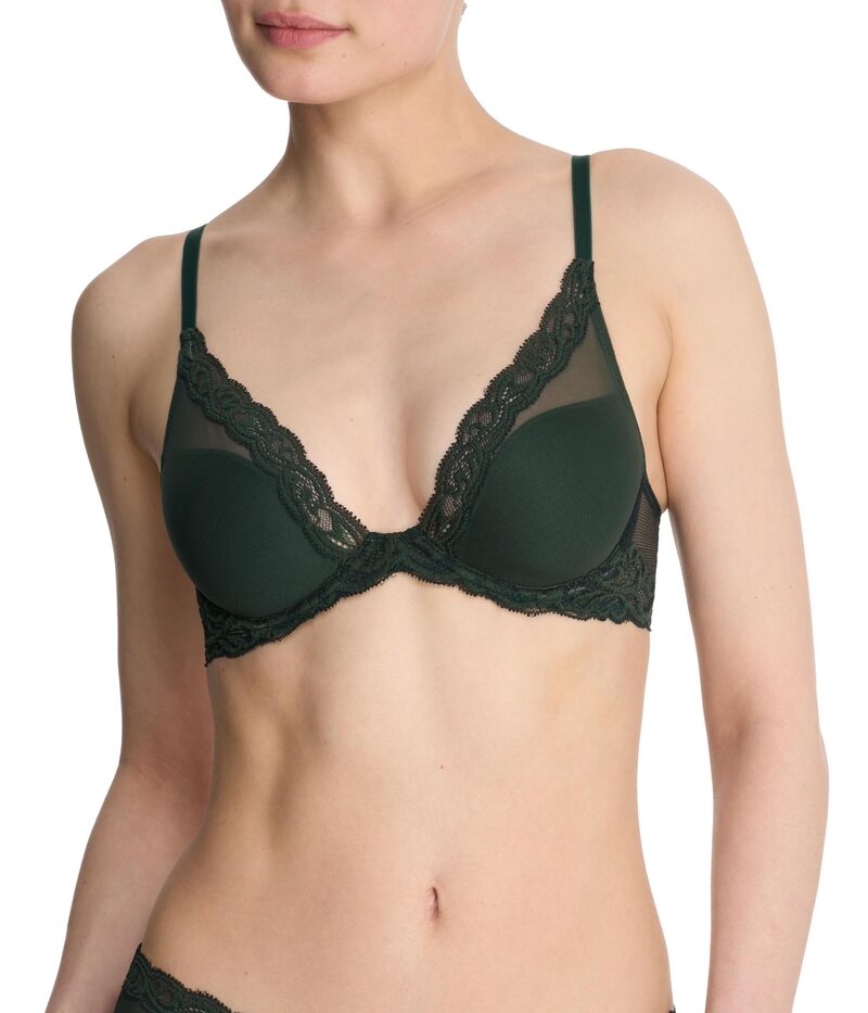 ナトリ レディース アンダーウェア ブラジャー Natori Feathers Contour Plunge Bra 730023 Dk Forest フォレスト