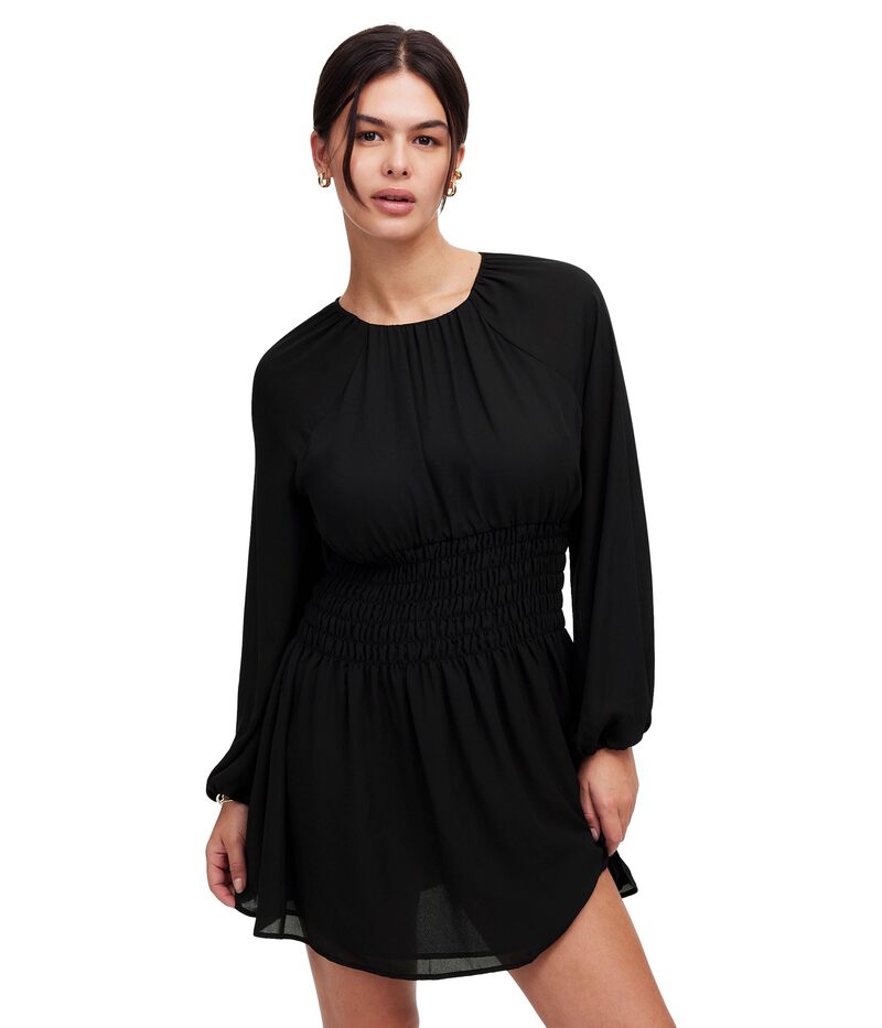 メイドウェル レディース トップス ワンピース シフォン ミニ Madewell Lima Mini - Flat Poly Chiffon True Black ブラック|ReVida 店