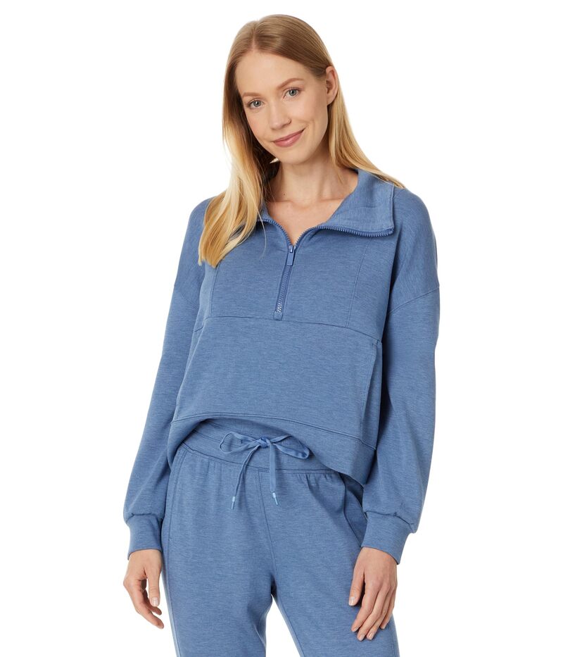 トラビスマヒュー レディース アウター パーカー・スウェット TravisMathew Skyloft Soft 1/2 Zip Heather Moonlight Blue ギョリュウモドキ レディースファッション-パーカー-トップス