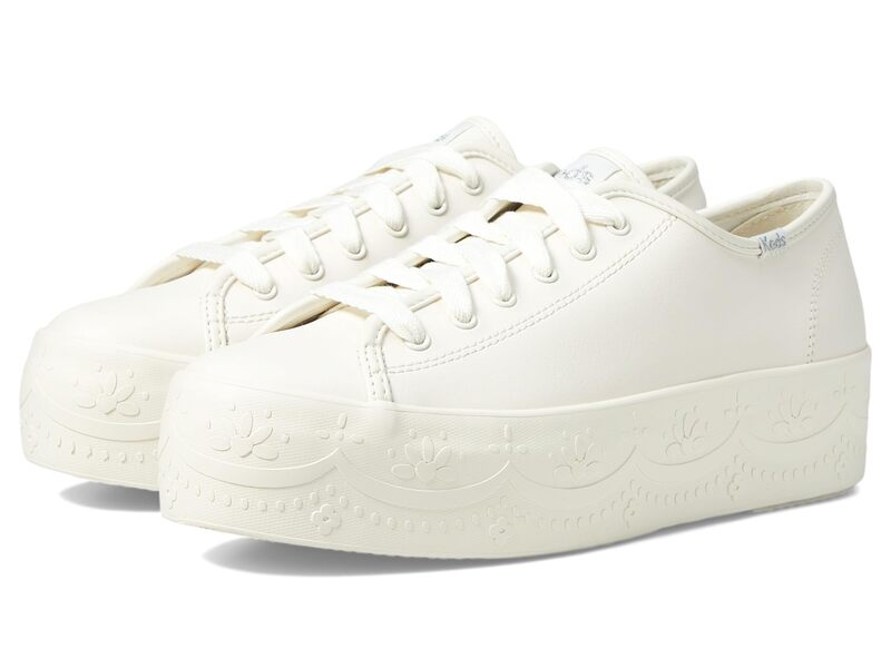 ケッズ レディース シューズ スニーカー レザー Keds Triple Up Leather White Lace Foxing ホワイト