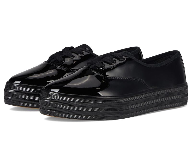 ケッズ レディース シューズ スニーカー スピード競技 Keds Point Lace Up Black/Black Patent Leather 黒いこと