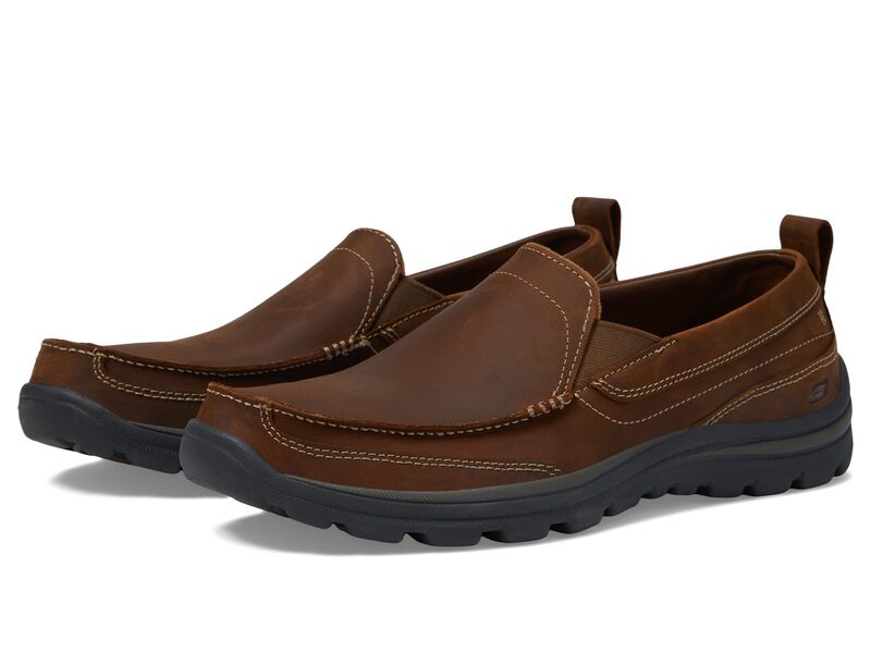 スケッチャーズ メンズ シューズ スリッポン・ローファー リラックスフィット SKECHERS Relaxed Fit Superior - Gains Dark Brown ブラウン｜ReVida 店