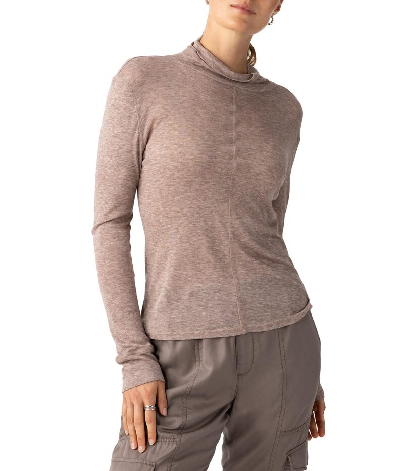 サンクチュアリー レディース トップス シャツ モックネック Sanctuary Exposed Seams Mock Neck Heather Feather ヘザー｜ReVida 店