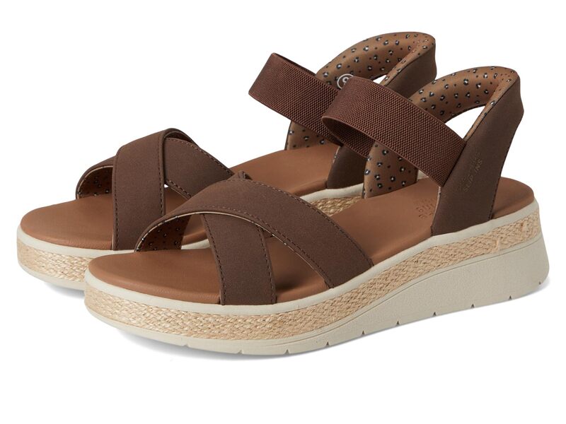 スケッチャーズ レディース シューズ ヒール BOBS from SKECHERS Hands Free Slip-ins Bobs Sun Ray - Move Over Chocolate チョコレート