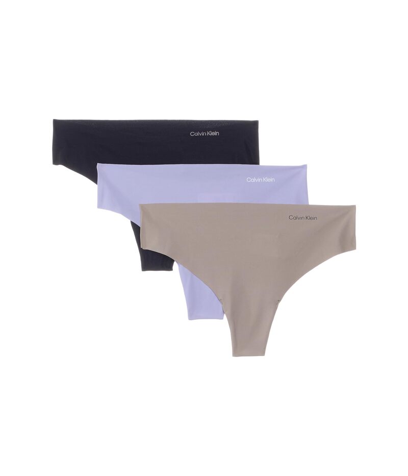 カルバン クライン アンダーウェア レディース アンダーウェア パンツ Calvin Klein Underwear Invisibles 3-Pack Thong Black/Cinder/Lilac Quartz ブラック