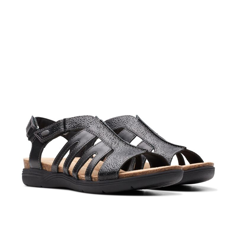 クラークス レディース シューズ サンダル Clarks April Belle Black Leather ブラック