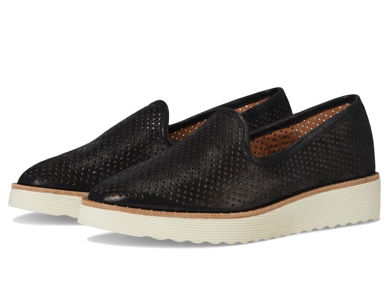 ジョンストンアンドマーフィー レディース シューズ スリッポン・ローファー Johnston & Murphy Mitzi Perfed Venetian Black Italian Metallic Suede ブラック