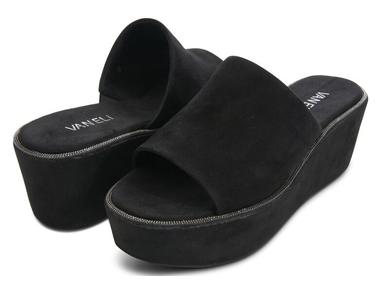 ベネリ レディース シューズ 踵 Vaneli Hero Black Suede 黒いこと ミュール-レディース靴-靴
