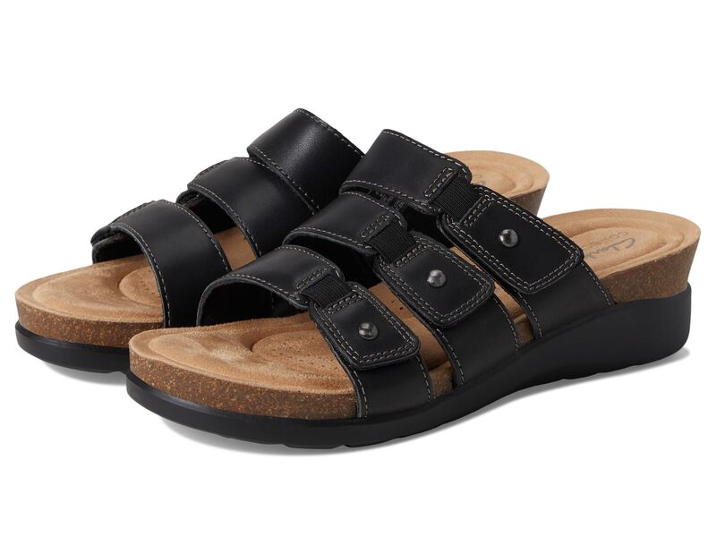 クラークス レディース シューズ サンダル Clarks Calenne Lily Black Leather ブラック|ReVida 店