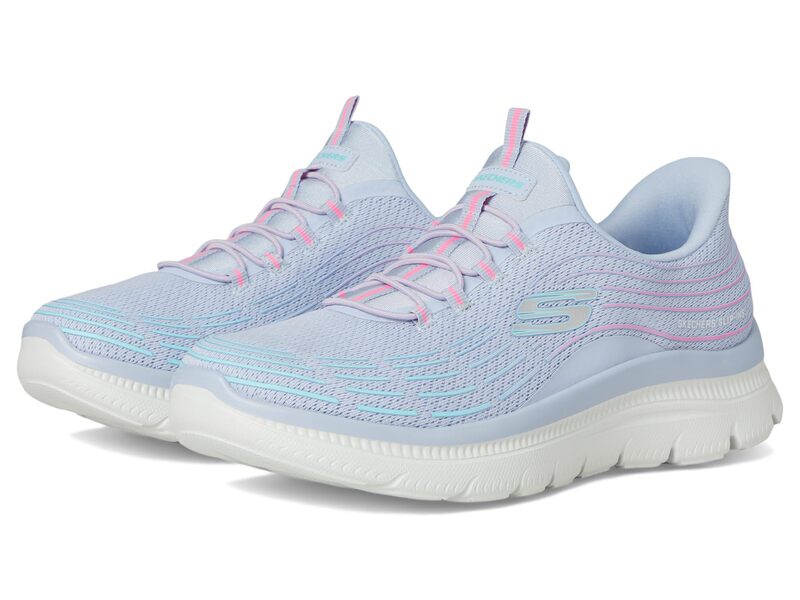 スケッチャーズ レディース シューズ スニーカー プラスサイズ SKECHERS Summits Plus Hands Free Slip-INS Light Blue Multi ブルー