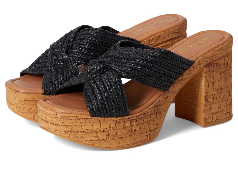 セイシェルズ レディース シューズ ヒール サンダル Seychelles Adorned Raffia Slide Sandal Black ブラック