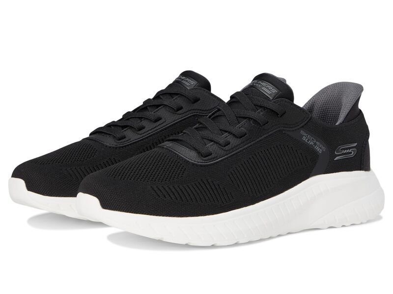 スケッチャーズ メンズ シューズ スニーカー BOBS from SKECHERS Hands Free Slip-Ins Squad Chaos - Solid Step Black/White ホワイト