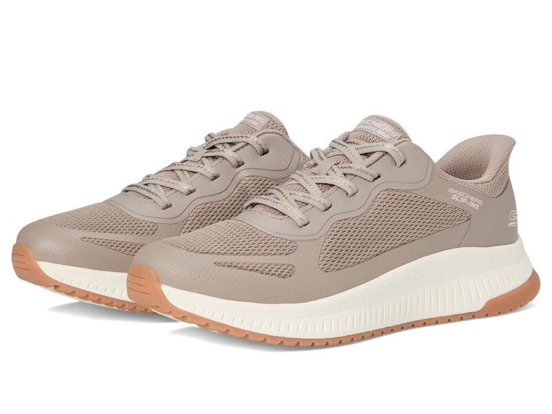 スケッチャーズ レディース シューズ スニーカー BOBS from SKECHERS Hands Free Slip-Ins Bobs Squad 4 - Staple Look Taupe トープ