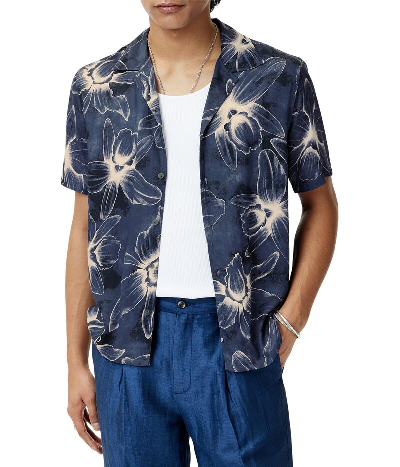 ジョンバルベイトス メンズ トップス シャツ John Varvatos Dan Camp Collar Shirt W792S25 Lake Blue ブルー