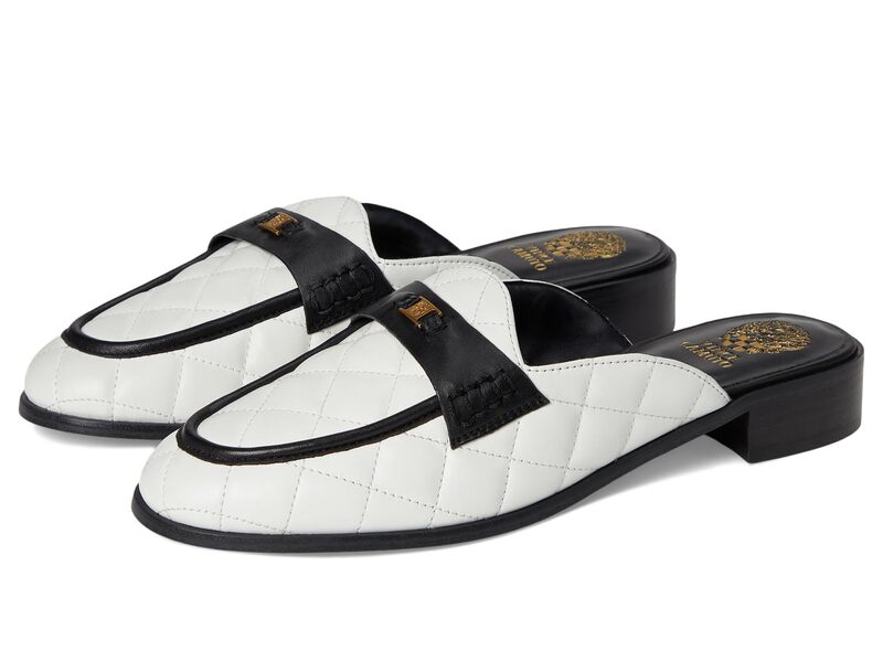 ヴィンスカムート レディース シューズ スリッポン・ローファー キルティング Vince Camuto Cobby Quilted Slip-On Mule Bianco/Black 黒いこと