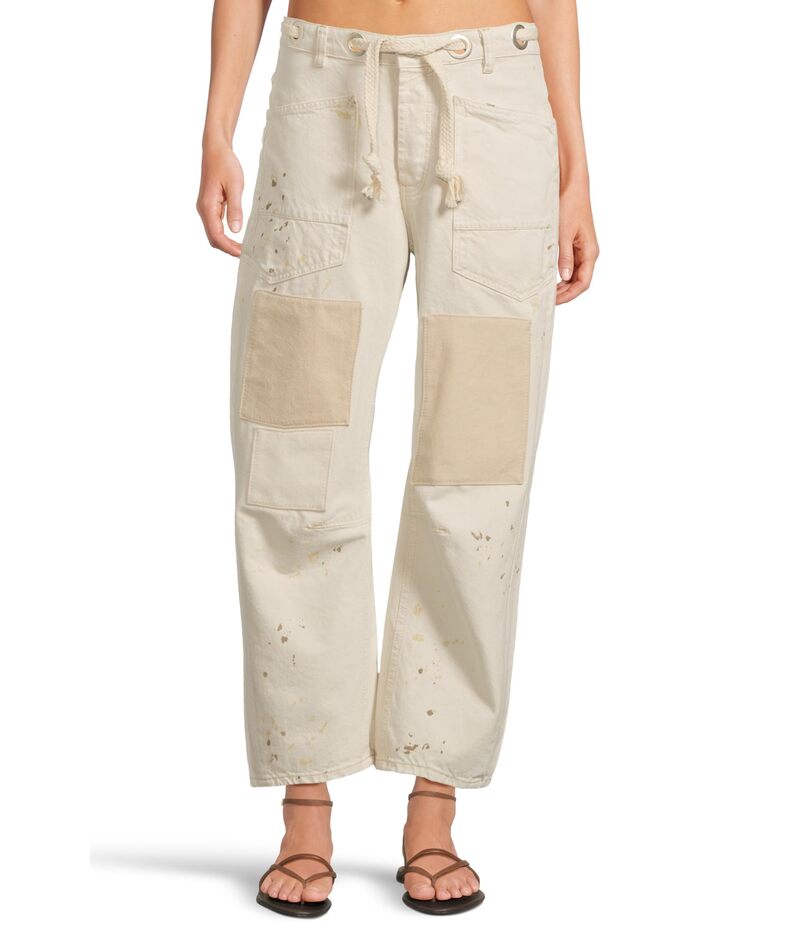 フリーピープル レディース ボトムス デニムパンツ Free People Moxie Low Slung Pull-On Barrel White ホワイト｜ReVida 店