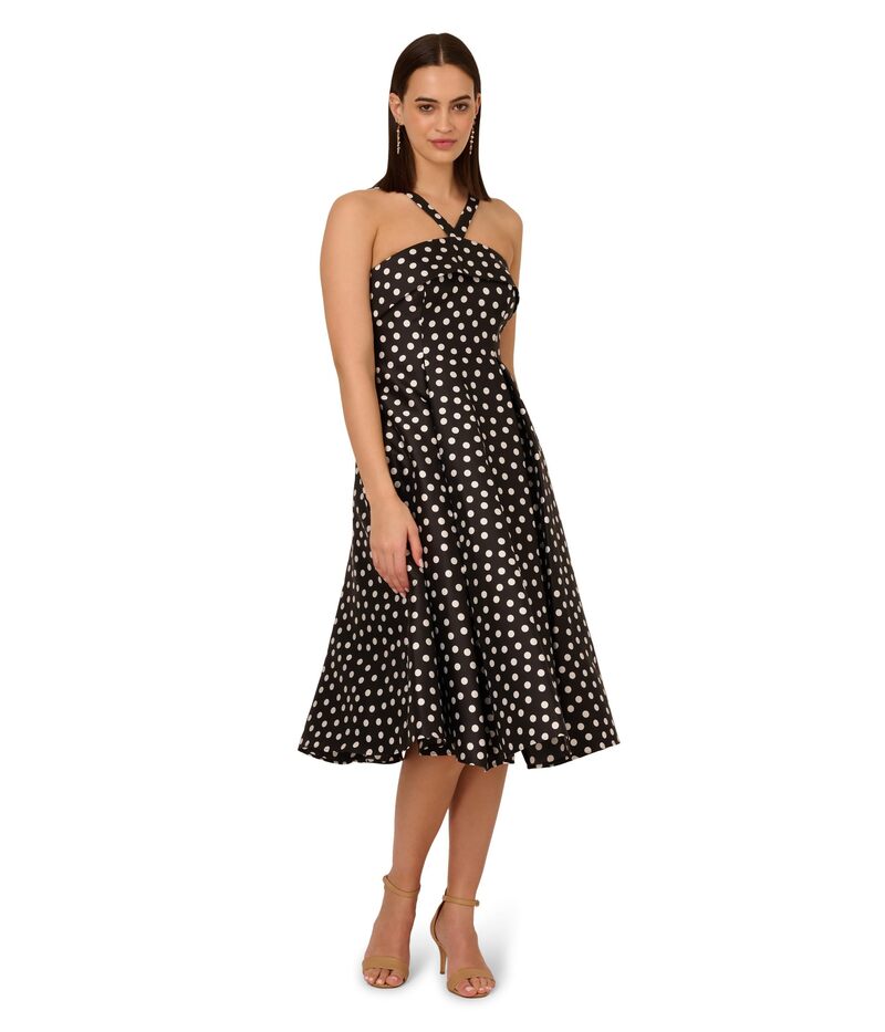 アドリアナ パペル レディース トップス ワンピース ドット柄 ドット Adrianna Papell Polkadot Fit-and-Flare Black/Ivory アイボリー