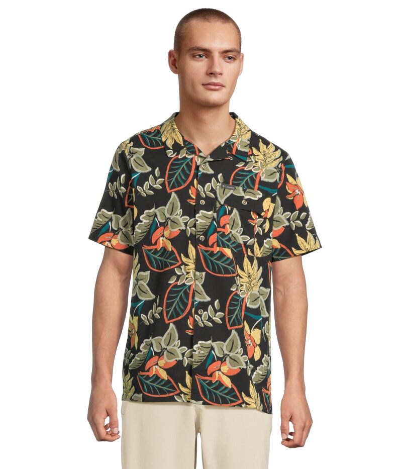 コロンビア メンズ トップス シャツ プリント Columbia Tech Trail Utility Printed Woven Short Sleeve Black Pasteled ブラック｜ReVida 店