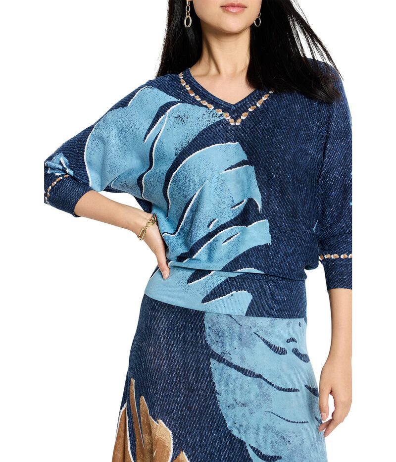 ニックプラスゾーイ レディース アウター 編み物・プルオーバー Vのど首 NIC+ZOE Twilight Front Easy V-Neck Sweater Blue Multi 青色 ニット・セーター-レディースファッション-トップス