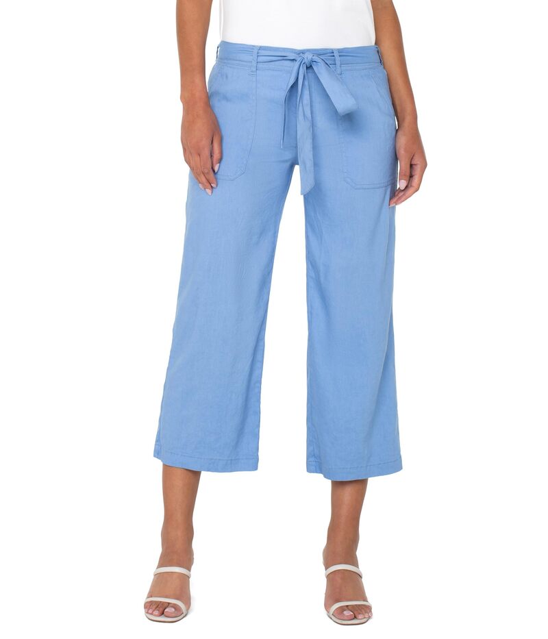 リヴァプール ロサンゼルス レディース ボトムス カジュアルパンツ ワイドレッグ Liverpool Los Angeles Belted Wide Leg Crop Chambray Blue ブルー｜ReVida 店