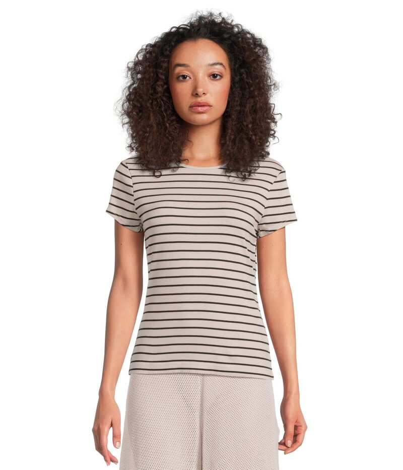 マイケルスターズ レディース トップス シャツ Tシャツ Michael Stars Joy Stripe Tee Cement/Black ブラック