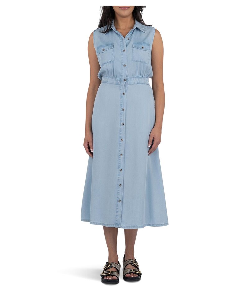 カットフロムザクロス レディース トップス ワンピース ボタンダウン ダウン KUT from the Kloth Dorothy Button Down Dress Light Wash|ReVida 店