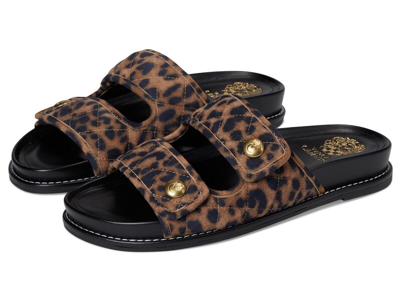 ヴィンスカムート レディース シューズ サンダル キルティング Vince Camuto Graysin Quilted Double Band Slide Sandals Camel キャメル