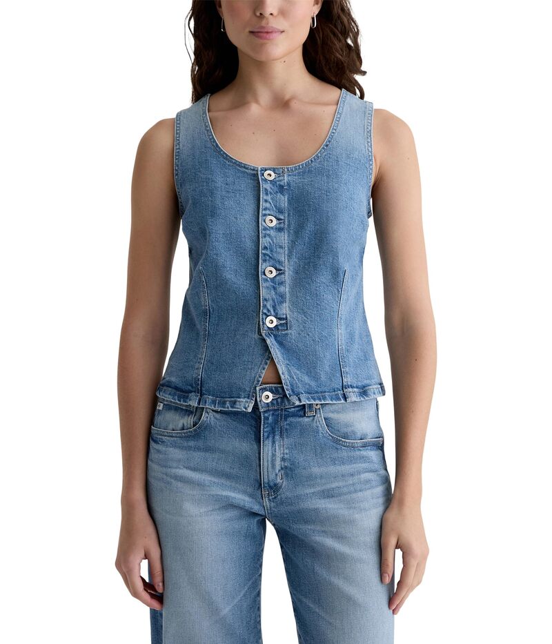 エージージーンズ レディース アウター コート ベスト デニム AG Jeans Teagan Fitted Denim Vest in Helios Helios デニム｜ReVida 店