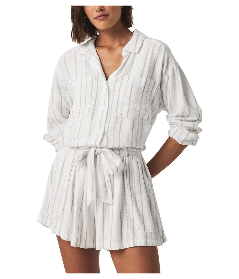 スプレンディット レディース ボトムス ハーフパンツ・ショーツ ショートパンツ Splendid Gabrielle Stripe Shorts White/Fawn ホワイト|ReVida 店